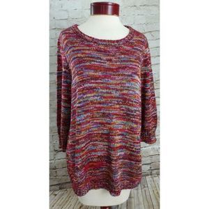 Colorful  Red Blue Green Yellow White Striped Sweater Women's Size Large XL